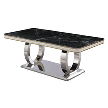 Load image into Gallery viewer, Luxury Modern Dining Table With Faux Marble Top And Dual Circle Base - Black
