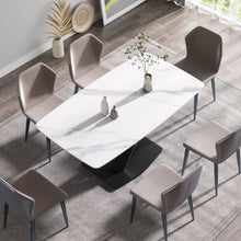 Load image into Gallery viewer, 63&quot; Modern Artificial Stone Dining Table, 6 People - White / Black
