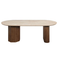 Load image into Gallery viewer, Leonardo - Dining Table - Travertine Top &amp; Dark Oak
