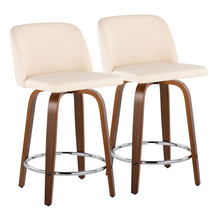 Load image into Gallery viewer, Toriano - Mid Century Modern Fixed Height Counter Stool With Swivel With Round Footrest (Set of 2)
