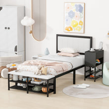 Load image into Gallery viewer, Platform Bed With 2 Tier Storage Shelves, Storage Cabinet
