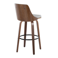 Load image into Gallery viewer, Gianna - Mid-Century Modern Fixed Height Barstool &amp; Swivel With Round Footrest (Set of 2) - Walnut / Light Gray
