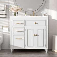Load image into Gallery viewer, Modern Bathroom Vanity With Ceramic Sink, Freestanding, One Tip Out Drawer, 3 Side Drawers, Adjustable Shelf
