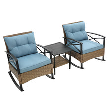 Load image into Gallery viewer, 3pcs rocking rattan set wholesale leisure chair outdoor rattan rocking chair set grey
