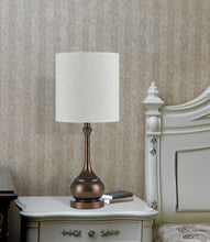 Load image into Gallery viewer, Metal Round Table Lamp With White Drum Shade - Rust
