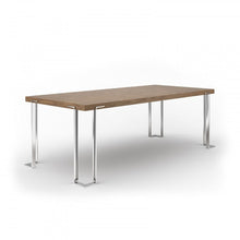 Load image into Gallery viewer, Wood Stainless Steel Dining Table - Brown / Silver
