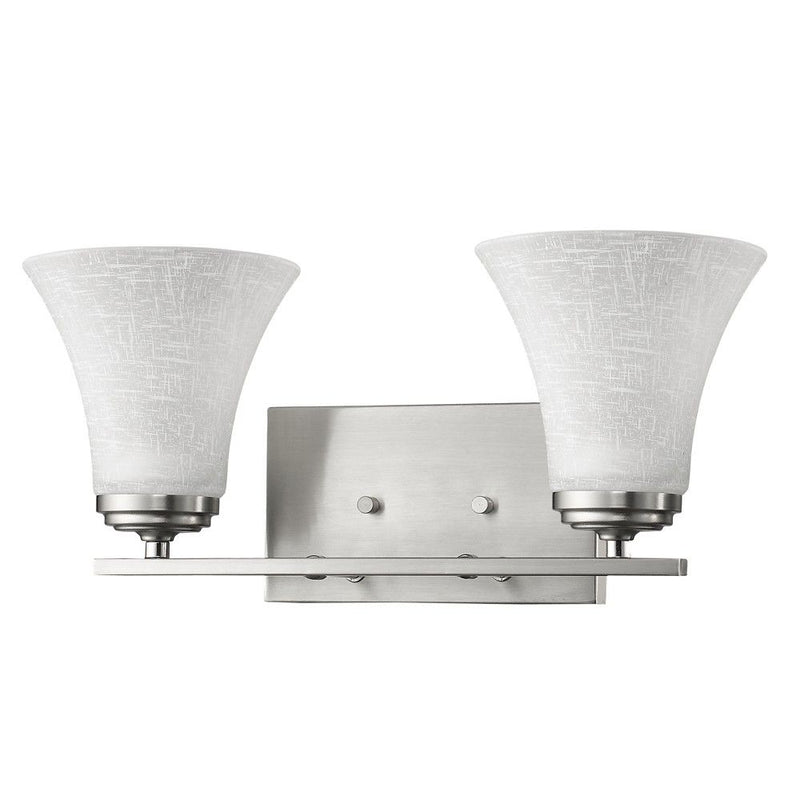 Two Light Wall Light With Tapered Glass Shade - Silver