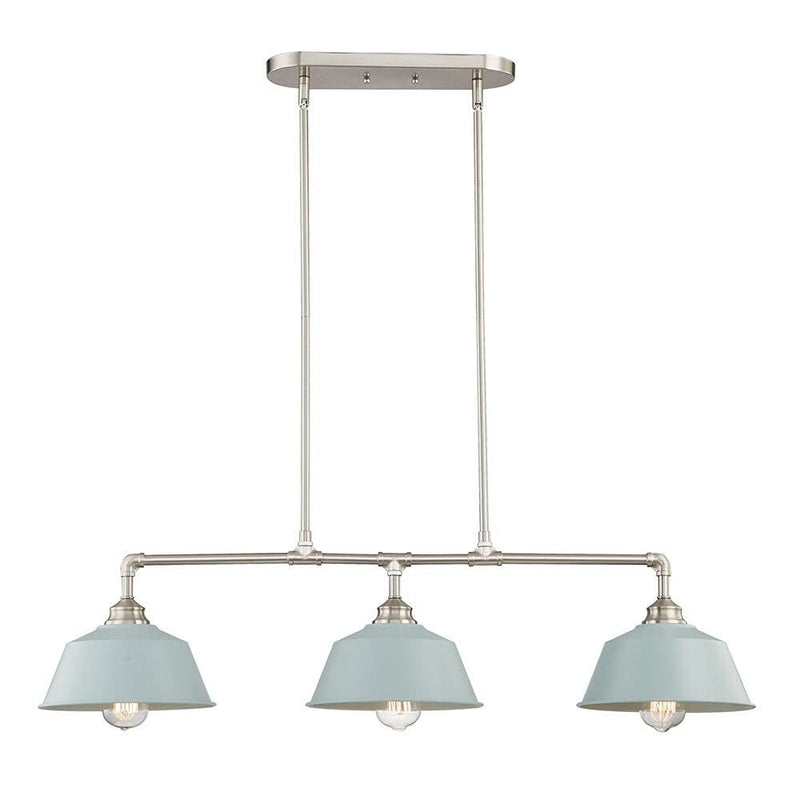 Kitchen Island Three Light Metal Dimmable Chandelier With Light Shades - Nickel