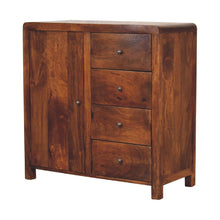 Load image into Gallery viewer, 32" Distressed Solid Wood Accent Cabinet With Single Door And Four Drawers - Brown
