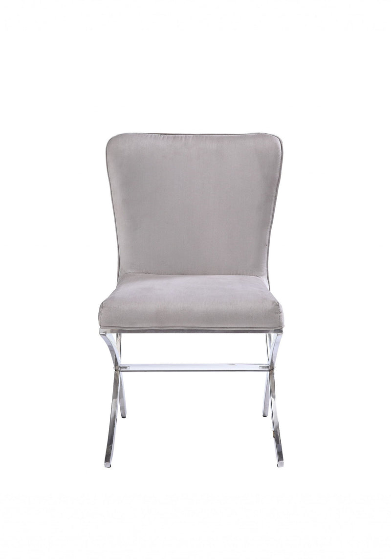 Velvet And Silver Parsons Chair - Beige