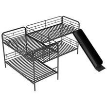 Load image into Gallery viewer, Twin Size L-Shaped Bunk Bed with Slide and Ladder, Black(OLD SKU:GX000615AAB)
