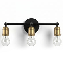 Load image into Gallery viewer, 3 Light Wall Sconce, Vanity Light, No Bulbs Included - Black / Gold

