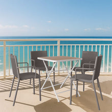 Load image into Gallery viewer, 4 Modern Stackable Plastic Armchair Matched With Folding Square Table
