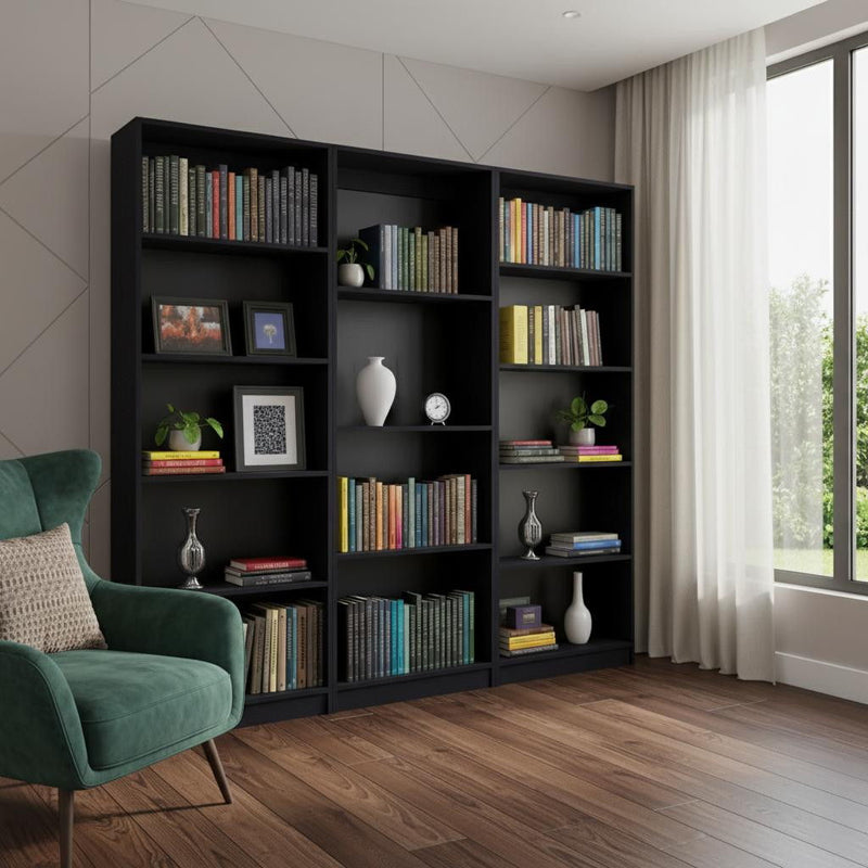 Four Tier Bookcases (Set of 3) - Black