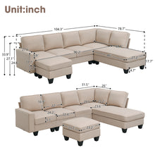 Load image into Gallery viewer, [VIDEO provided] [New] 104.3*78.7&quot; Modern L-shaped Sectional Sofa,7-seat Linen Fabric Couch Set with Chaise Lounge and Convertible Ottoman for Living Room,Apartment,Office,3 Colors
