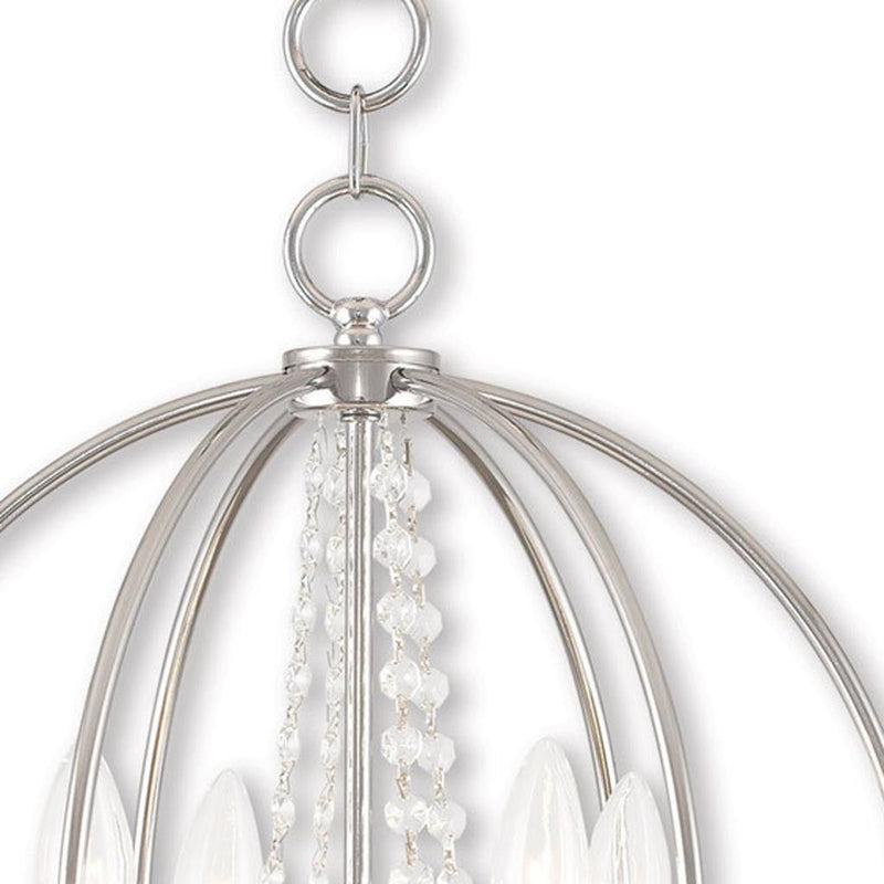 19" Four Light Dimmable Chandelier With Shades - Silver