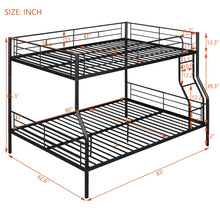 Load image into Gallery viewer, Full XL Over Queen Metal Bunk Bed, Black
