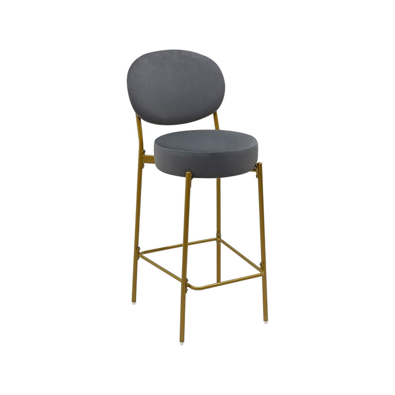 Velvet Metal Low Back Bar Height Bar Chairs (Set of 2) - Gray / Gold