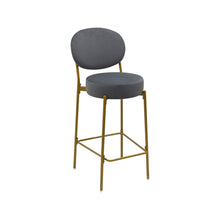 Load image into Gallery viewer, Velvet Metal Low Back Bar Height Bar Chairs (Set of 2) - Gray / Gold
