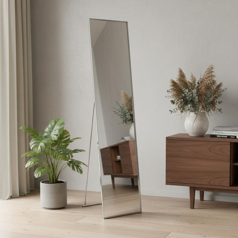 59" Metal Framed Cheval Standing Mirror - Silver