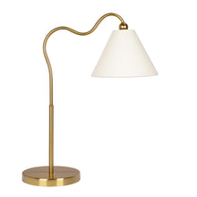Load image into Gallery viewer, Ornate - Ring Base Curved Table Lamp With Triangle Drum Shade - Gold / White
