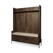 Load image into Gallery viewer, Wood, Fabric Wrapped Seat Hall Tree With Storage - Brown
