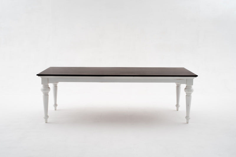 Solid Wood Dining Table - Dark Brown / White