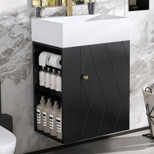 Load image into Gallery viewer, Modern Bathroom Vanity With Sink, Diamond Pattern Doors
