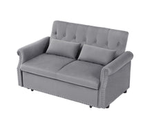 Load image into Gallery viewer, Artemax 55&#39;&#39; Modern Shiny Velvet Convertible Loveseat Sleeper Sofa Couch w/ 2 Lumbar Pillows, Adjustable Pull-Out Bed and Removable Armrest for Nursery, Living Room, Apartment, Home Office
