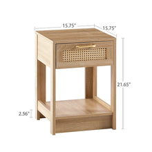 Load image into Gallery viewer, 15.75" Rattan End Table With Drawer, Modern Nightstand, Side Table For Living Room, Bedroom
