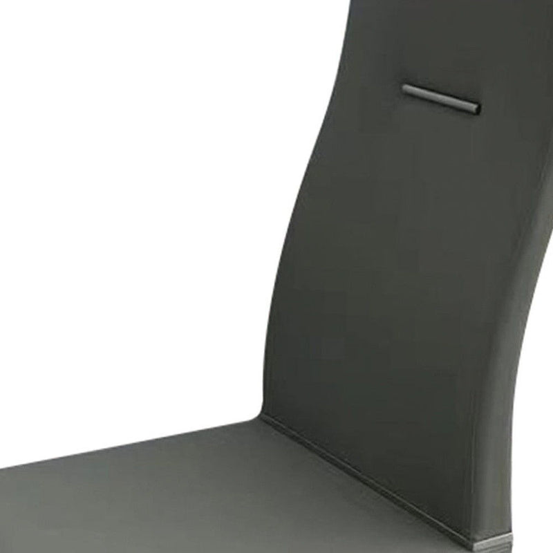 Dining Side Chairs Upholstered Faux Leather (Set of 4) - Gray / Silver