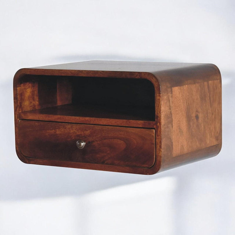Wood One Drawer Floating Nightstand - Chestnut