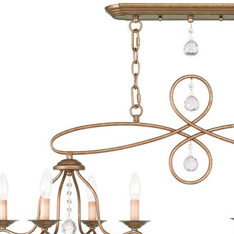 24" Eight Light Dimmable Chandelier With Shades - Gold