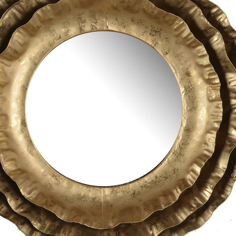 16" Round Iron Framed Accent Mirror - Gold