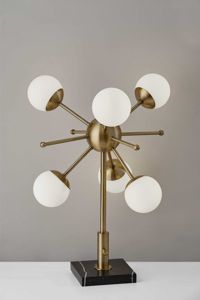 Metal Six Light Standard Table Lamp - Black