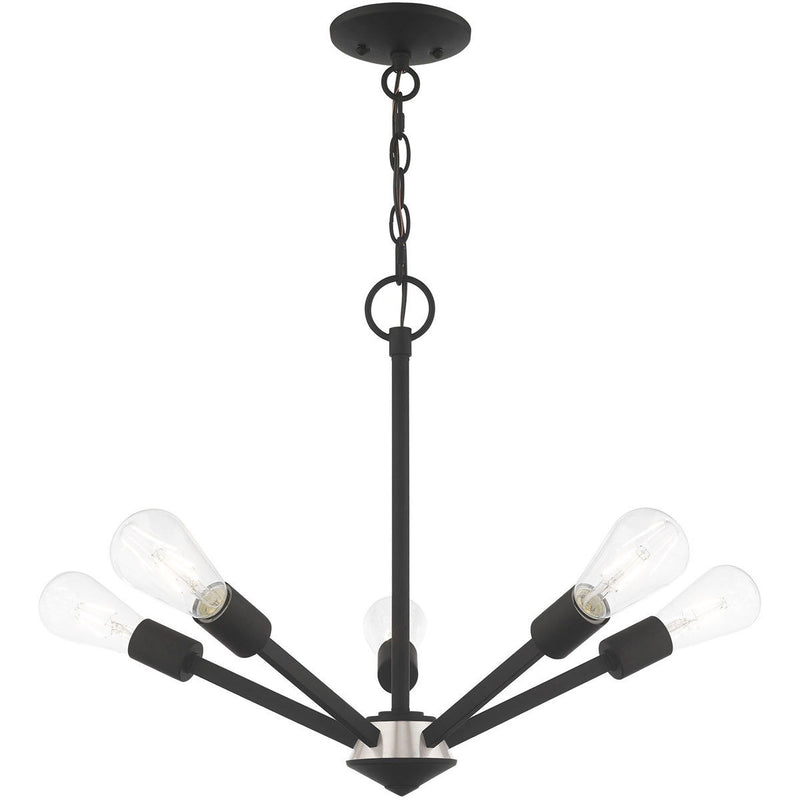 Five-Light Dimmable Chandelier With Shades - Black