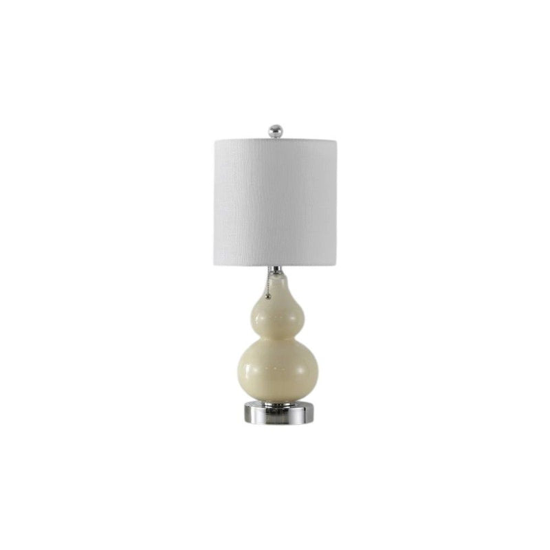 Gourd Table Lamps With Drum Shades (Set of 2) - Cream