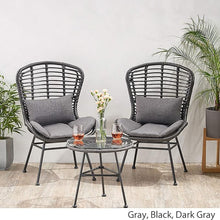 Load image into Gallery viewer, Cowan - Outdoor Wicker And Glass 3 Piece Chat Set With Cushions - Gray
