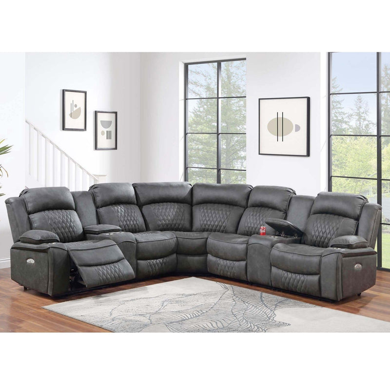 Power Motion Reclining Sectional Set With Console