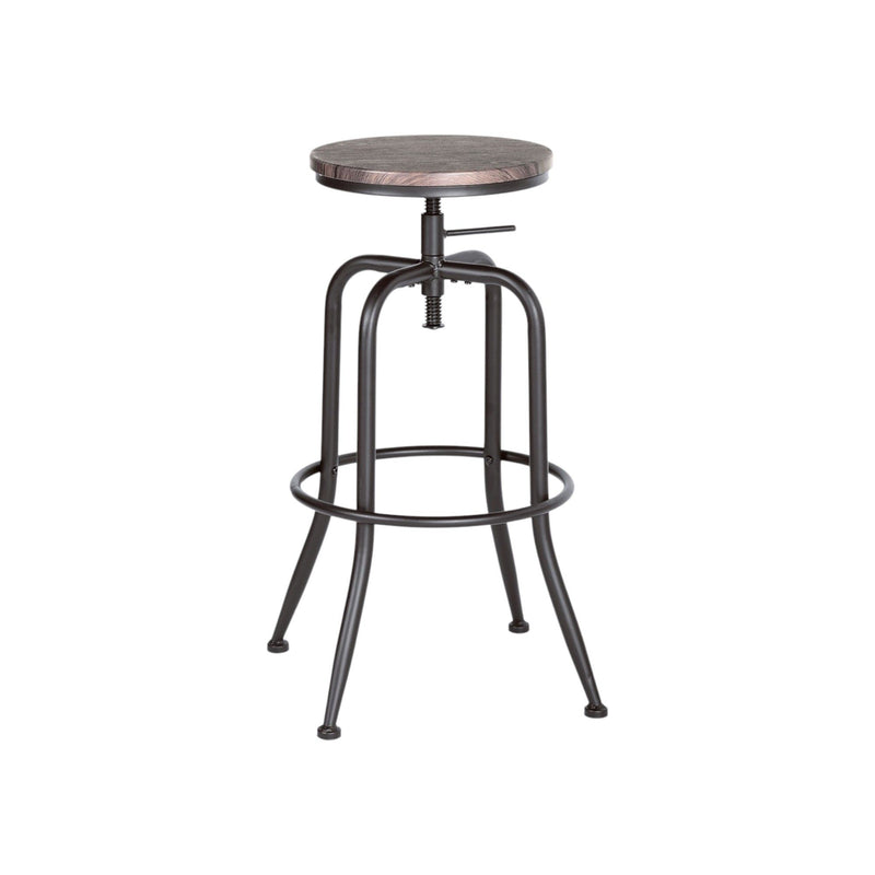 Solid Wood And Steel Swivel Backless Counter Height Bar Chairs (Set of 2) - Brown And Black