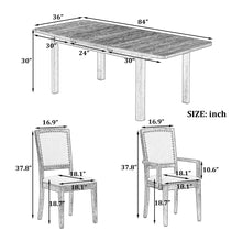 Load image into Gallery viewer, Topmax - Rustic Extendable Dining Table Set With Removable Leaf, 6 Upholstered Armless Dining Chairs And 2 Padded Arm Chairs, 9 Pieces
