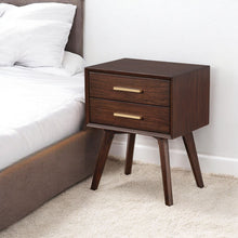 Load image into Gallery viewer, 2 Drawer Nightstand - Walnut And Gold
