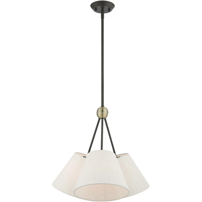21" Three-Light Dimmable Chandelier With Shades - Bronze