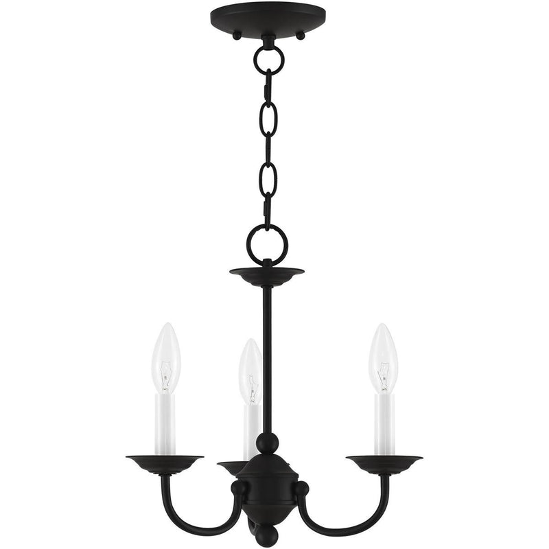 14" Three Light Dimmable Chandelier With Shades - Black