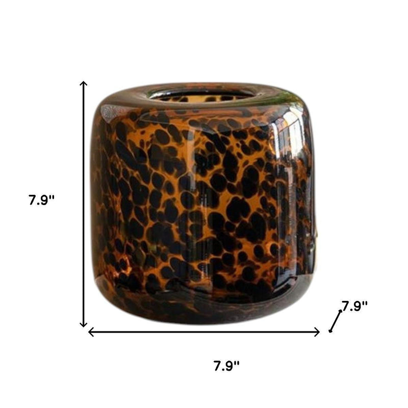 Animal Print Round Table Vase - Amber / Black