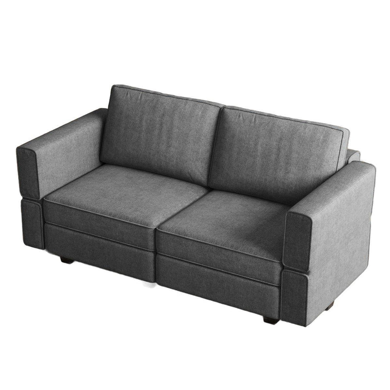 And Black Chenille Modular Loveseat With Storage - Light Gray