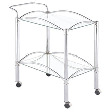 Load image into Gallery viewer, Porch &amp; Den - 2 Tier Rectangular Glass Shelf Bar Cart With Glass - Chrome
