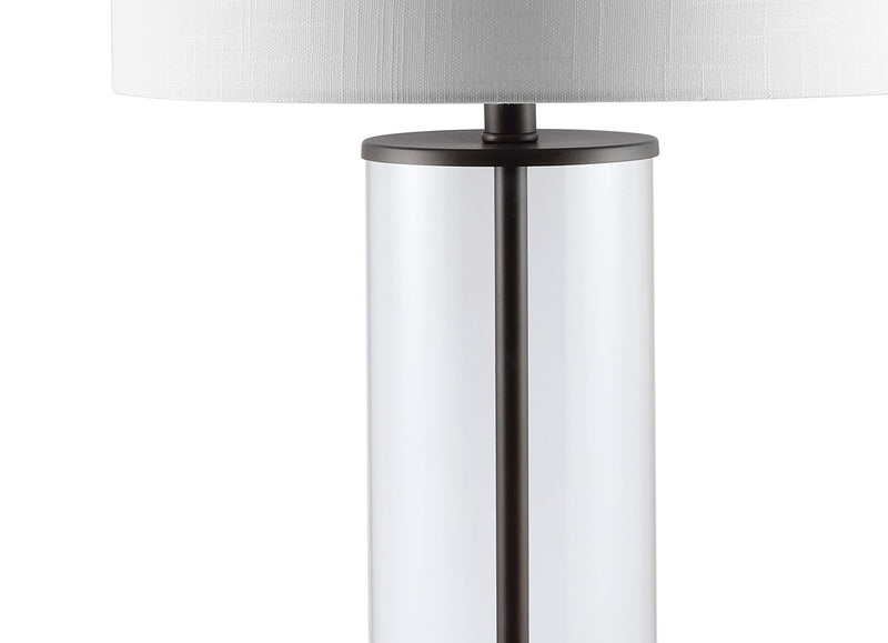Table Lamp With Drum Shade - White / Antiqued Bronze