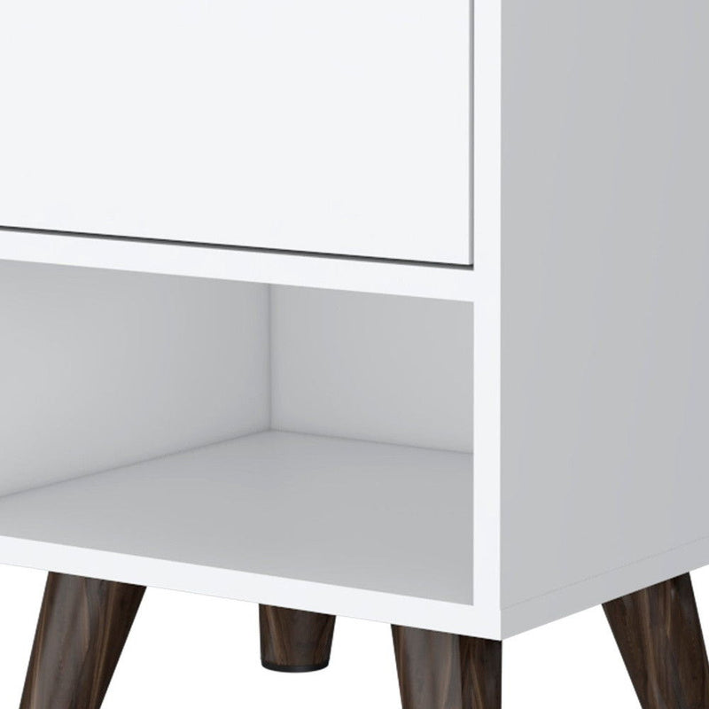19" One Drawer Faux Wood Nightstand - White