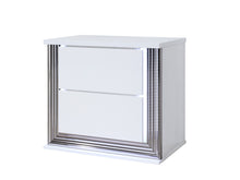 Load image into Gallery viewer, 25" Solid And Manufactured Wood Lighted Two Drawer Nightstand - White
